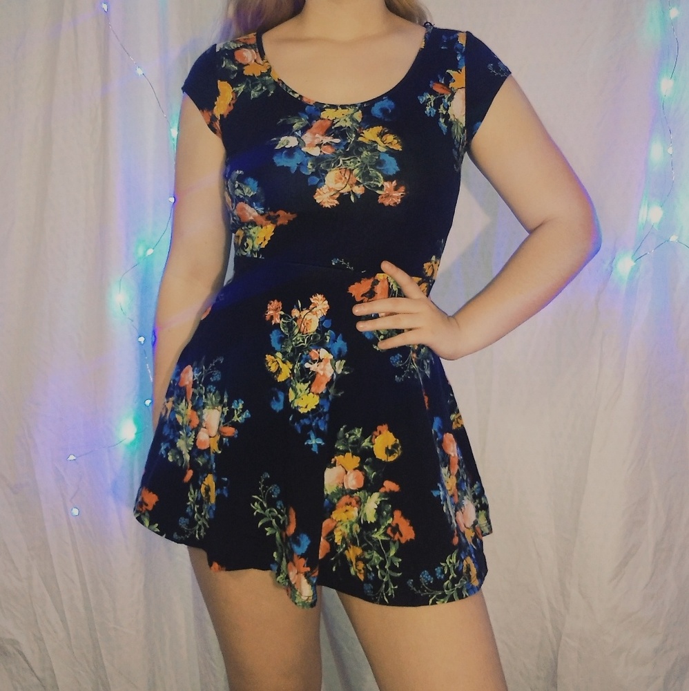 Stretchy Floral Skater Dress